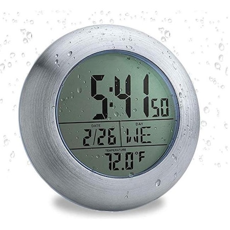 Sonnet Sonnet Industries T-4691S Atomic Suction Cup Bathroom Clock with 4 Suction Cups & 1.5 in. LCD Numbers - Silver T-4691S